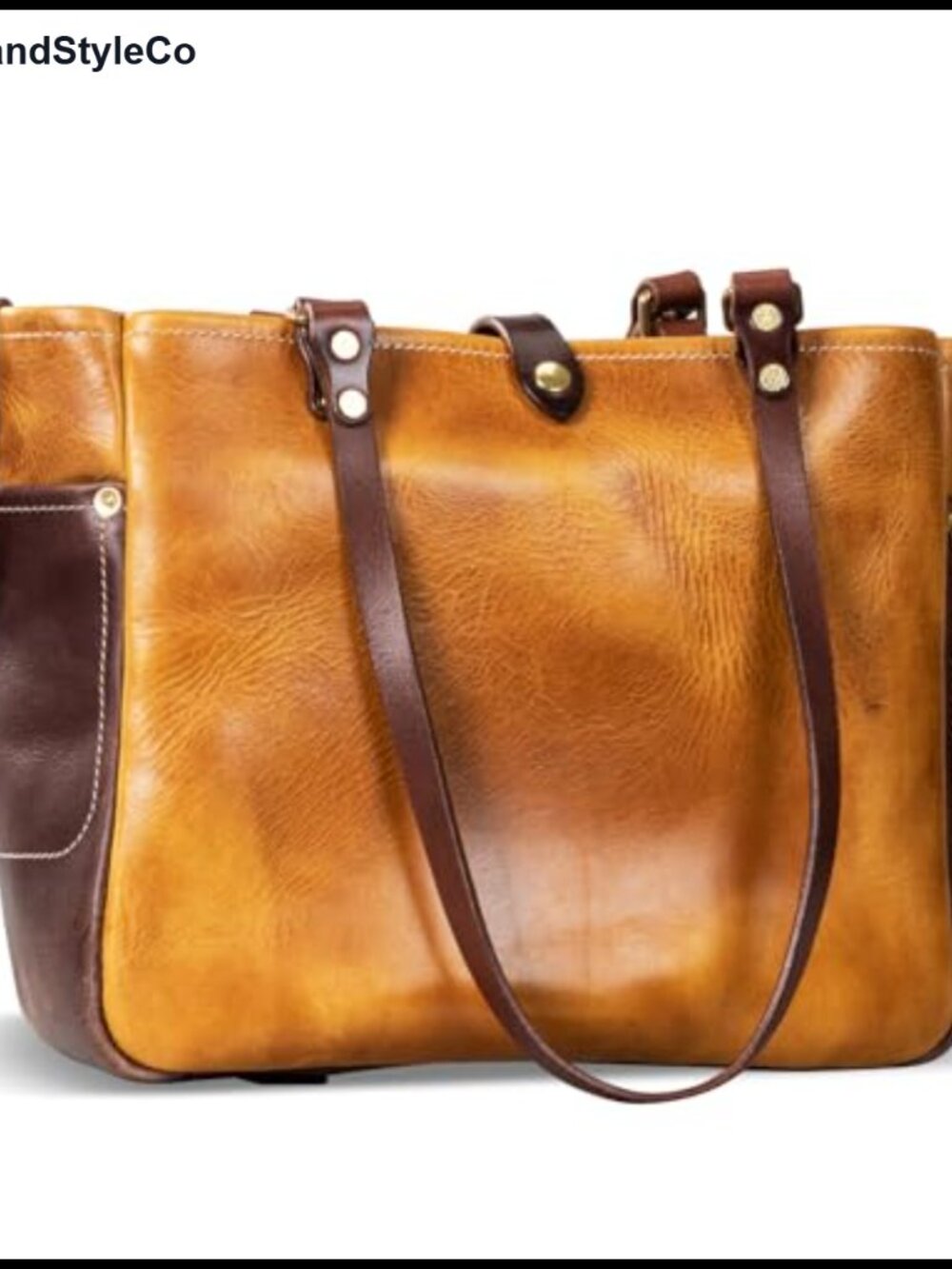 Full Grain Leather Tote Bag Hand-Made Vintage for Office School Shopping